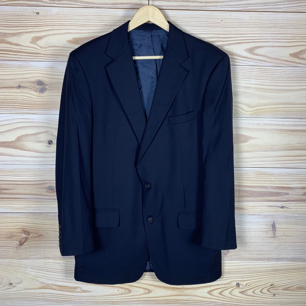 Loro Piana Blazer Men 48 Navy Pinstripe Super 160s Wool Sport Coat Ventless